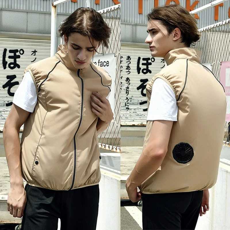 Men Summer Air Conditioning Clothing Fan Cooling Vest 2022 New USB Charging Cooling Sport Man Outdoor Solid Color Coat Plus SizeG251218