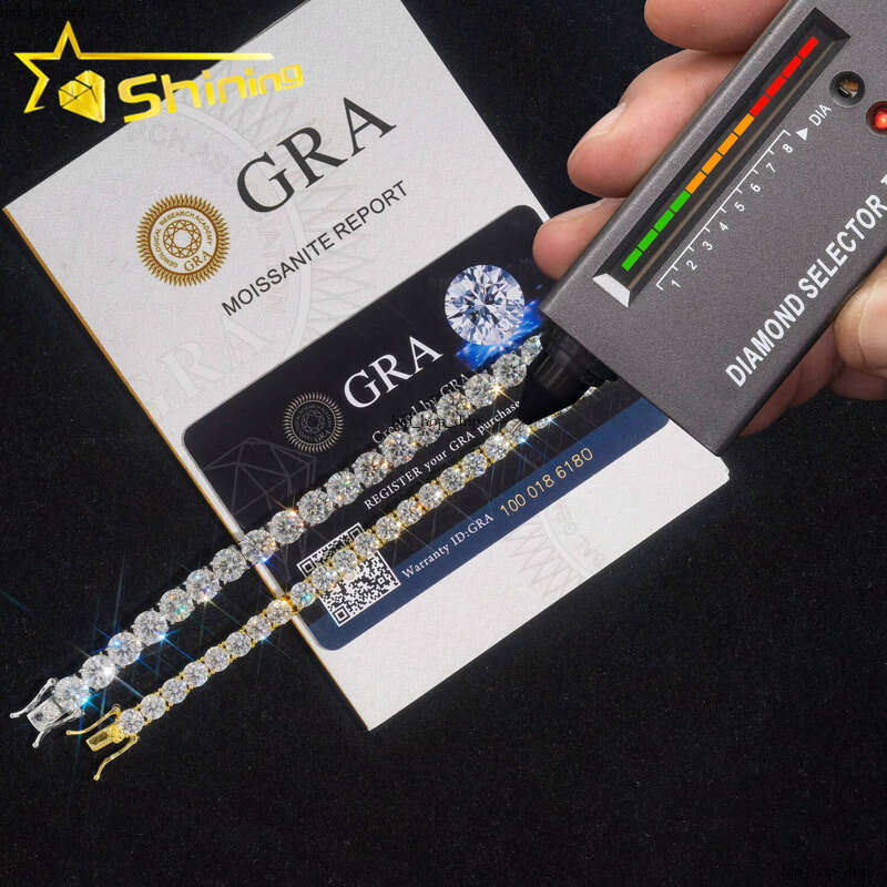 Cheapest Price RTS 925 Sterling Silver 2mm 3mm 4mm VVS VVS Moissanite Necklace Silicon Stone Tennis Bracelet Chain