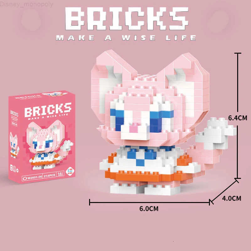 Disney Mickey Minnie Cartoon Doll Building Blocks Elsa Winnie the Pooh Stitch DIY Action Doll boys girls toys birthday gifts H251218