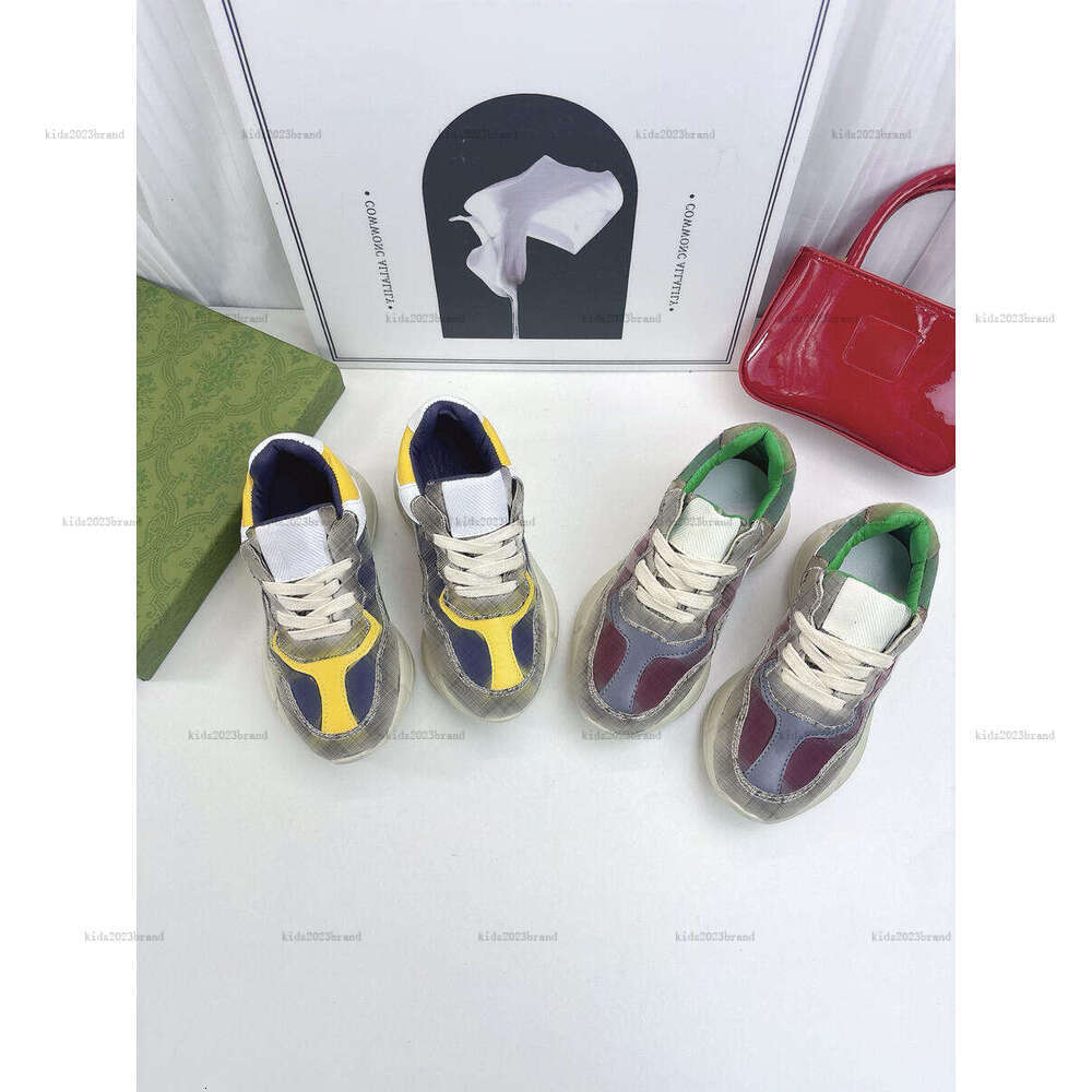 New kids Running shoes Thick sole Child Sneakers Size 26-35 Including paper boxes Color Mosaic design Childrens Shoes A505X14N126-b