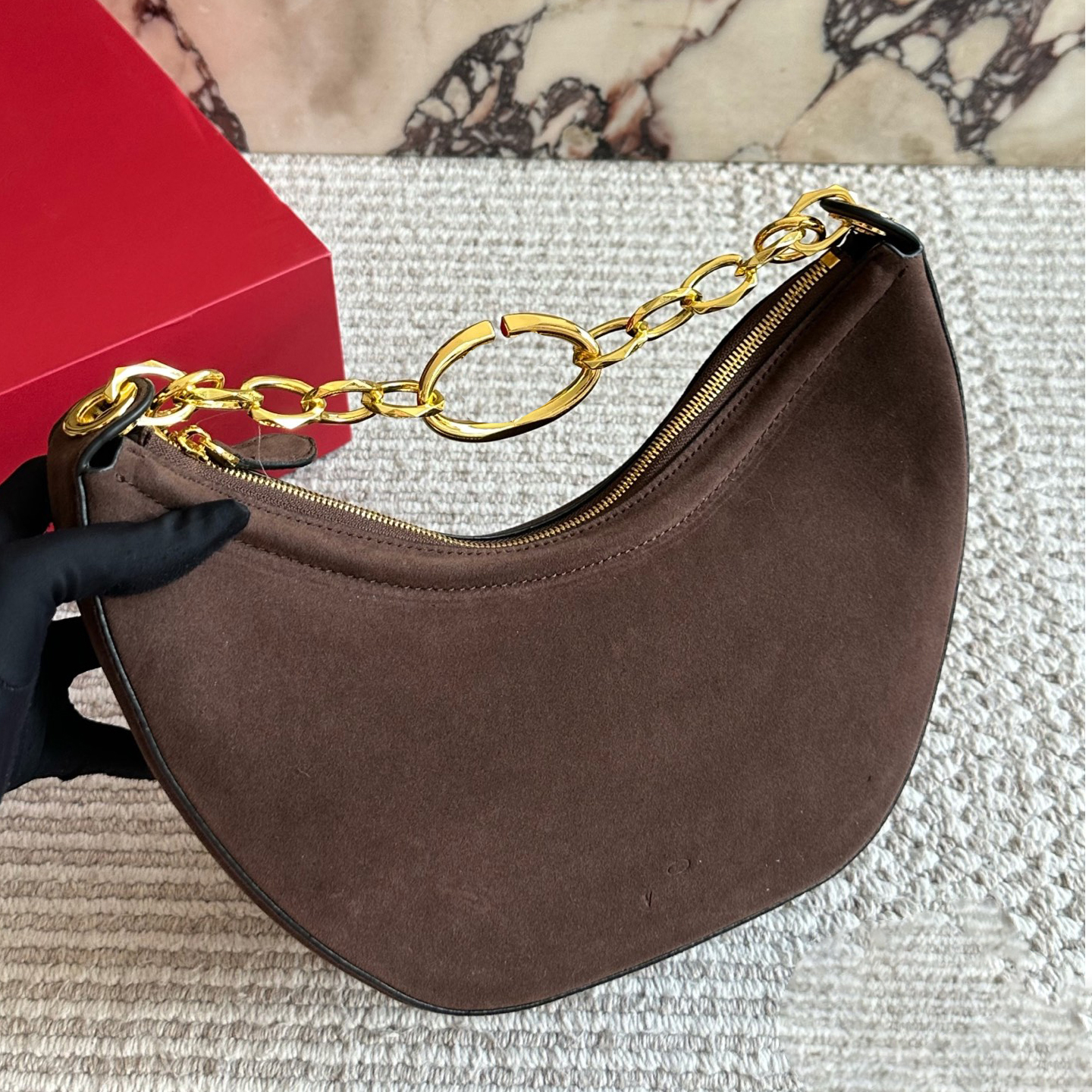Y497 Fashion Designer Moon Bag Underarm Bag High-Quality Women's Handbag Crossbody Bag Stylish Women's Chain Strap Faux Fur Bag