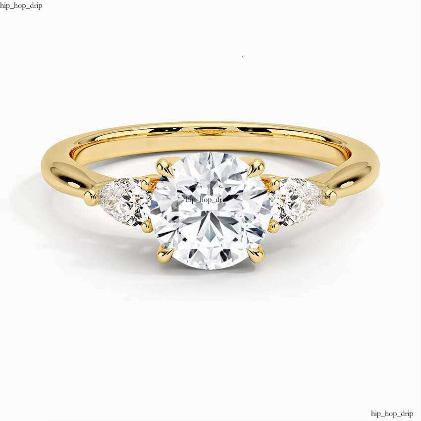 Three Stones 1ct D VVS2 IGI Lab Grown Real Gold Custom VVS Moissanite Jewelry Engagement Ring