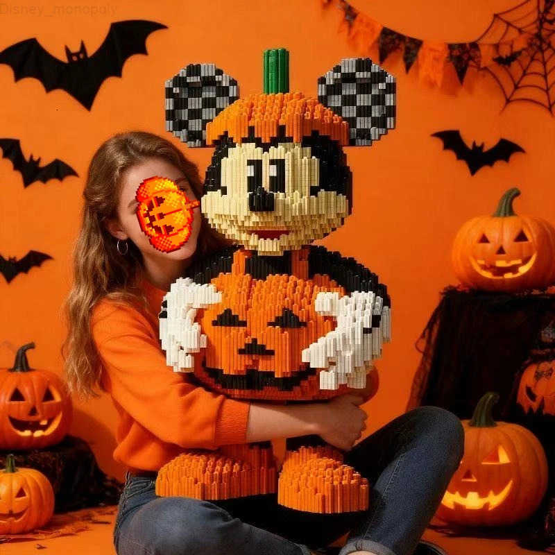Disney Halloween Pumpkin Mickey Puzzle Ornaments Kids Building Blocks Toy 3D Stereoscopic Puzzle Models Puzzle Toys Birthday Gifts H251218