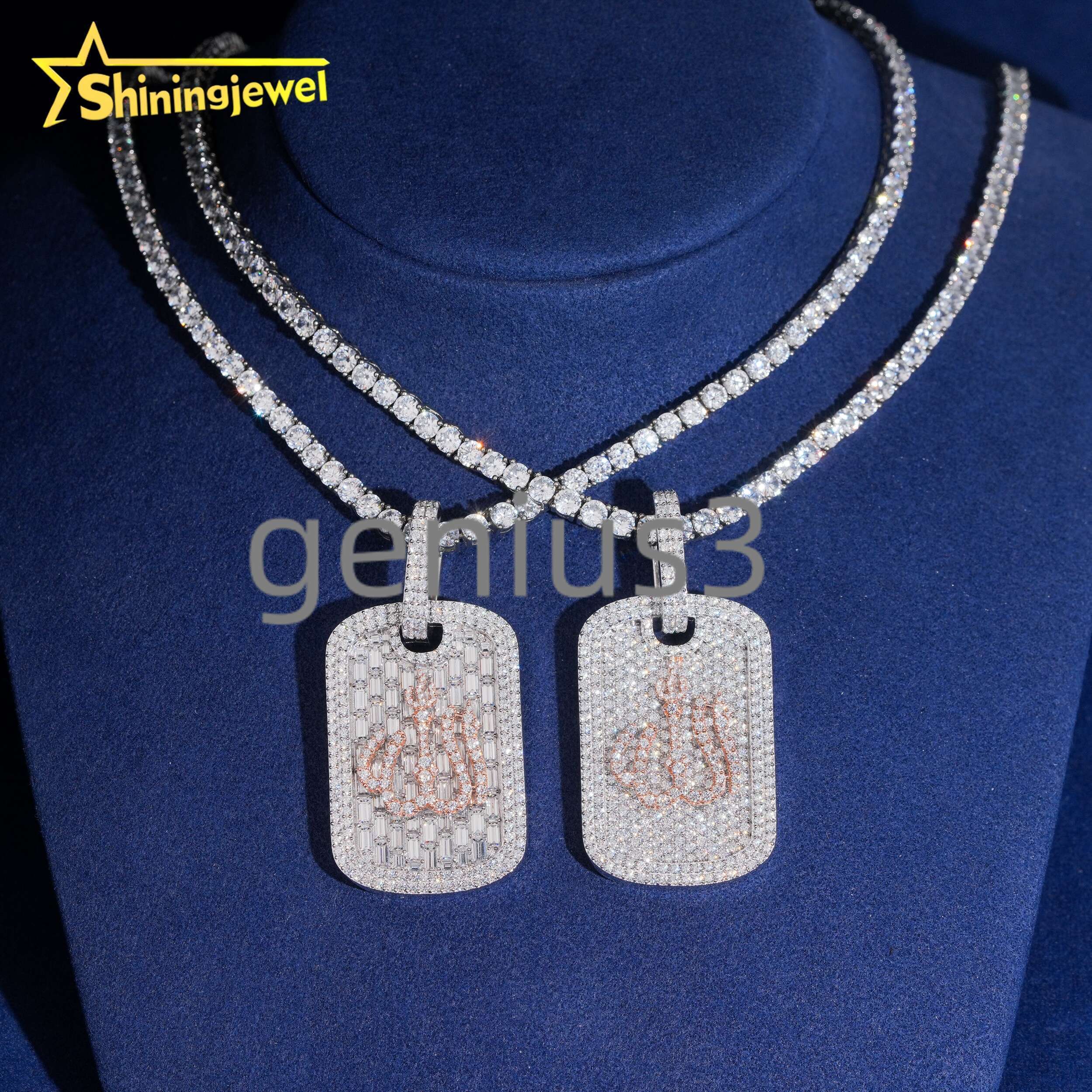 Hip Hop Jewelry 925 Silver Moissanite Hip Hop Pendant Dog Tag Pendant Unisex Charm Iced Out Pendant Pass Diamond Tester
