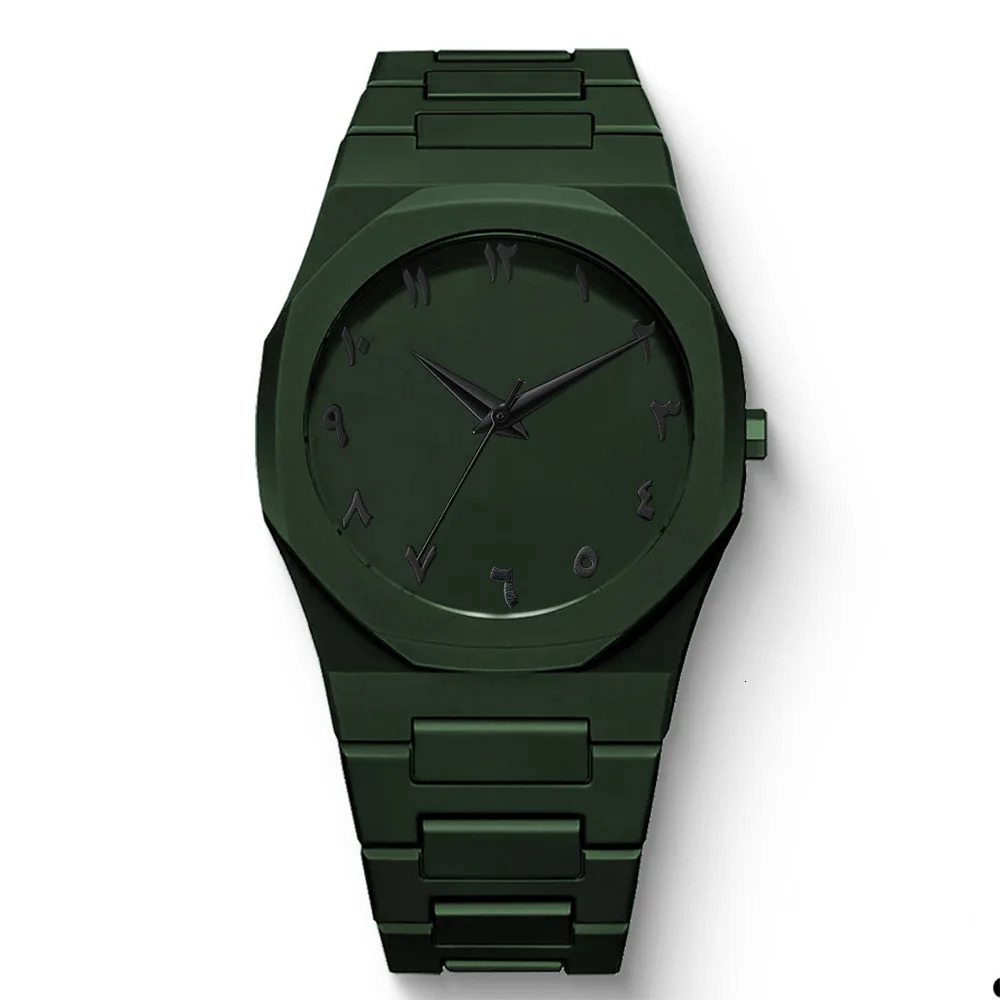 Fashionable Mens Watch Simple Black Male Quartz Watches Arabic digital Casual Drip Oil Strap 251217