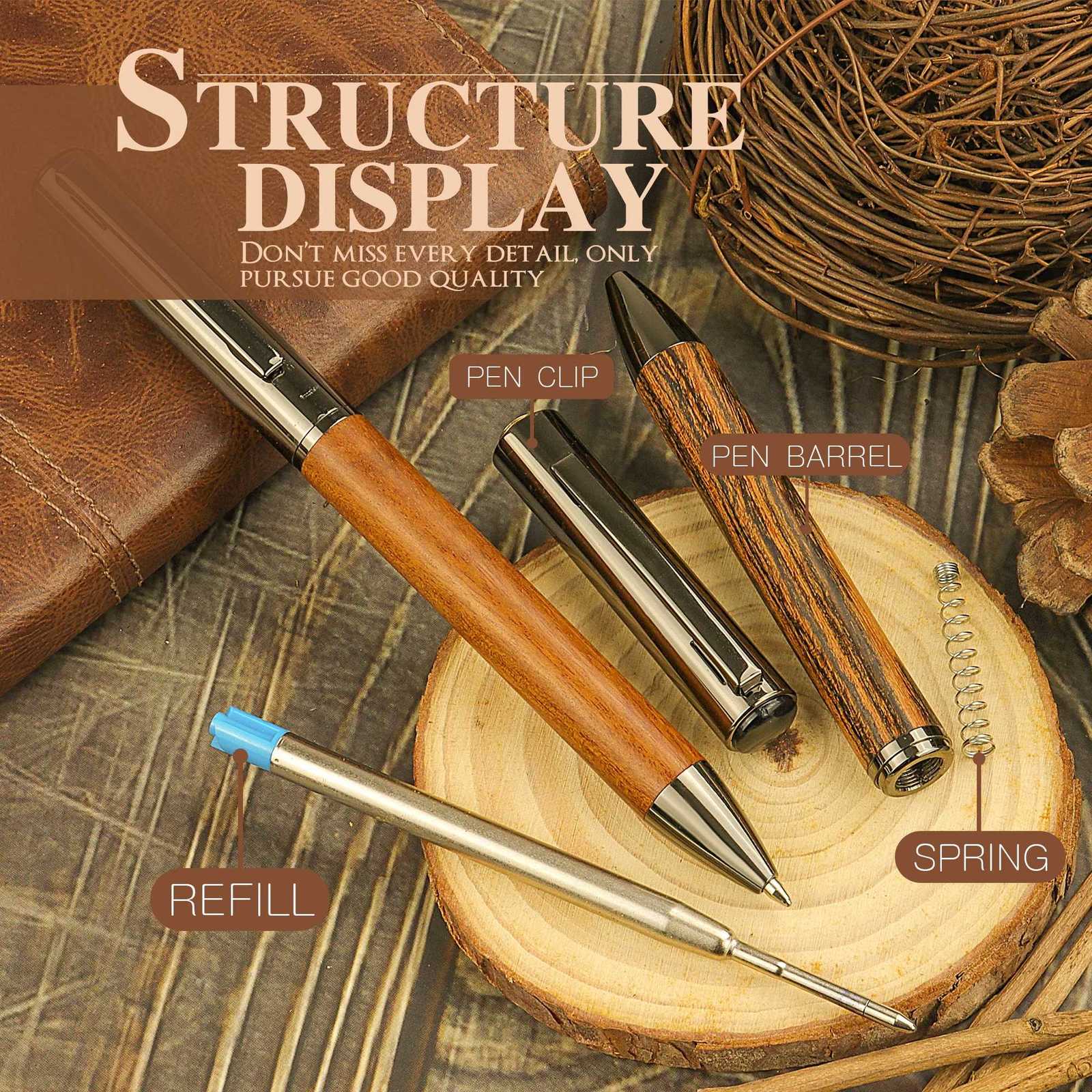 1/2 PCs with Box - Brown/Ebony Wood grain Pen - Excellent texture and cfortable grip - Ideal for School Personal Gifts Y251218