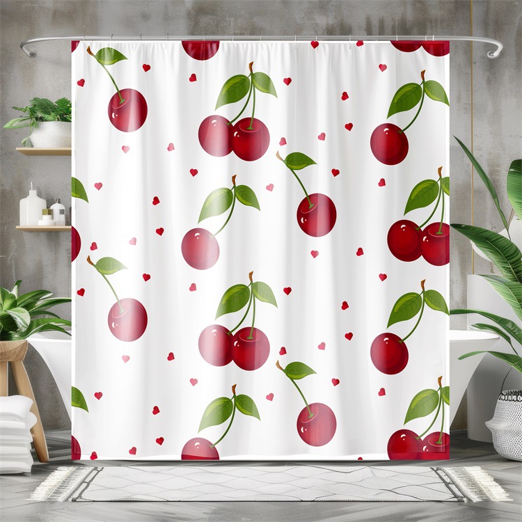 YL-37993 Valentine's Day Cute Animal Shower Curtain, 3D Digital Printed Polyester Shower Curtain, No Need for Drilling
