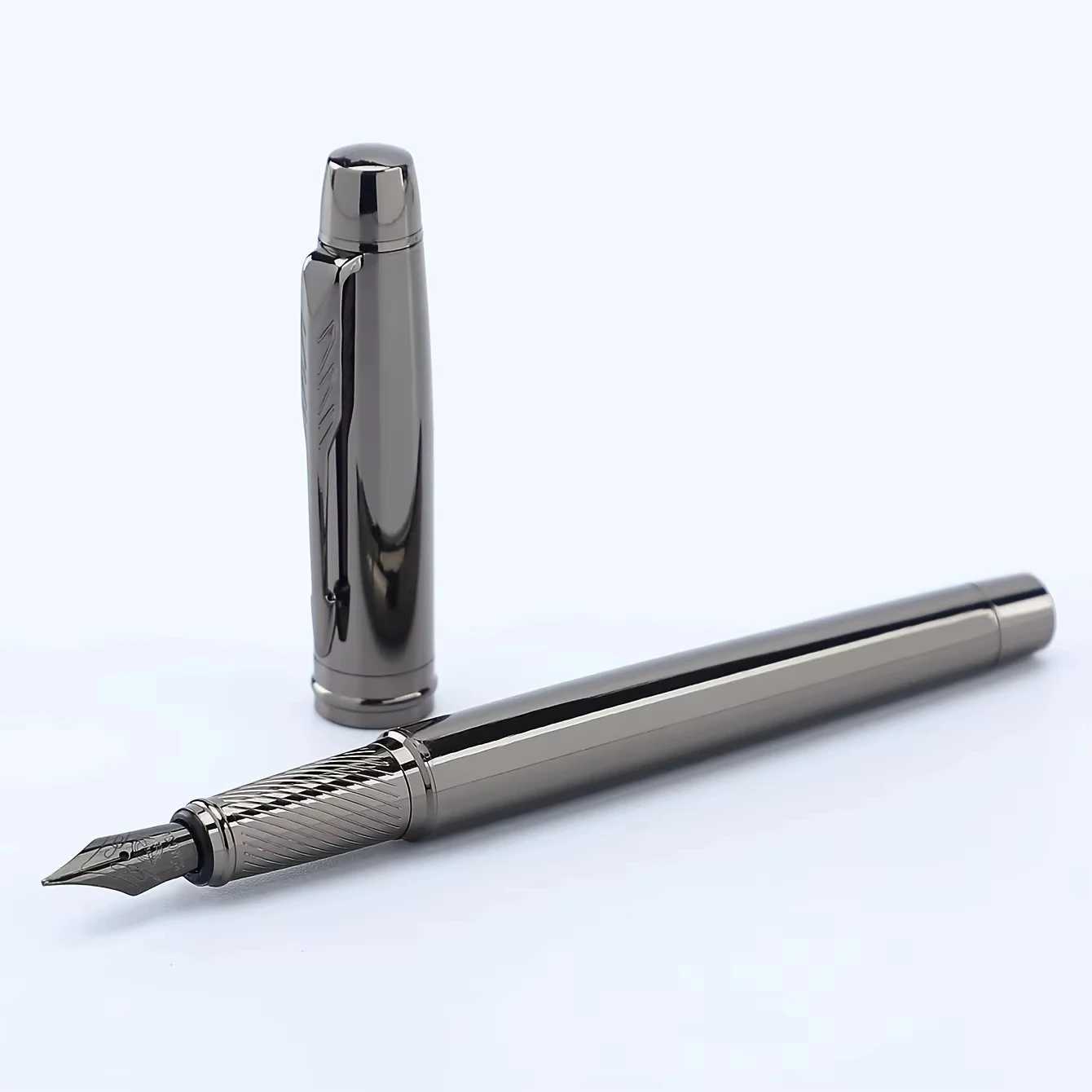 1 Pc Silver Gray High-end Business Metal Pen Lridium Pen Tip Medium size 05mm For School ro Off Daily Writing Y251218