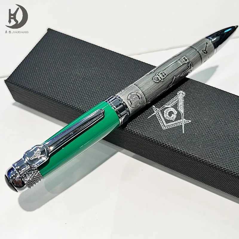 Masonic Symbols Noblest Ancient Silver Heavy Weight Silvery Clip Writing Ballpoint Pen/ wallet With Gift Box Black/red/green Y251218