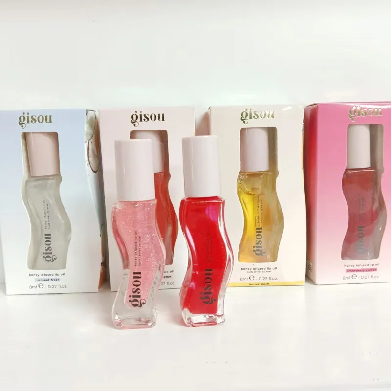 Gisou Lip Oil Moisturizing Lip gloss 8ml Watermelon Sugar Honey Gold Glazed Plum Vanilla Glaze Raspberry Swirl 12 colors Fruit plumping Honey Infused Lip Care oil