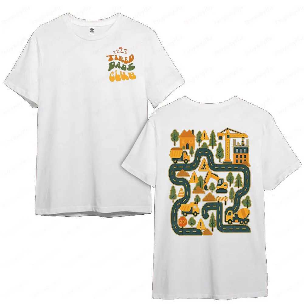 Tired Dads Club Funny Shirt Mat Road Car Race Track Backprint T-Shirt Unique Fathers Day Gift Tshirt Mens Daily Life Cotton Tops X251218