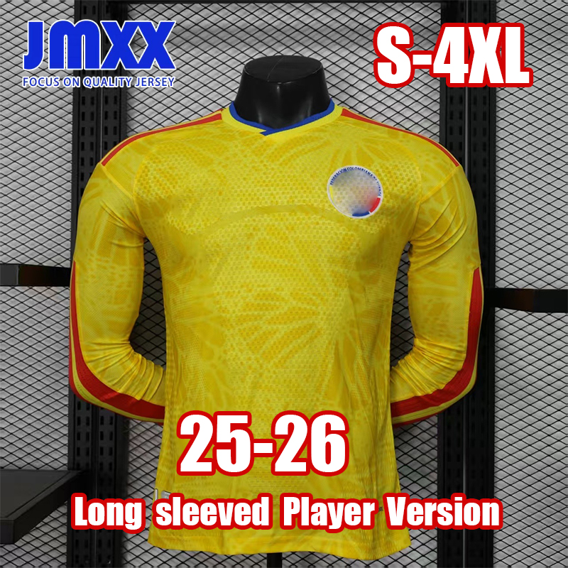 XXXL 4XL JMXX 26 27 Colombia Soccer Jersey Long Sleeve Player Version Home Away Third Pre Match Mens Uniform Man Football Shirt 2026 2027