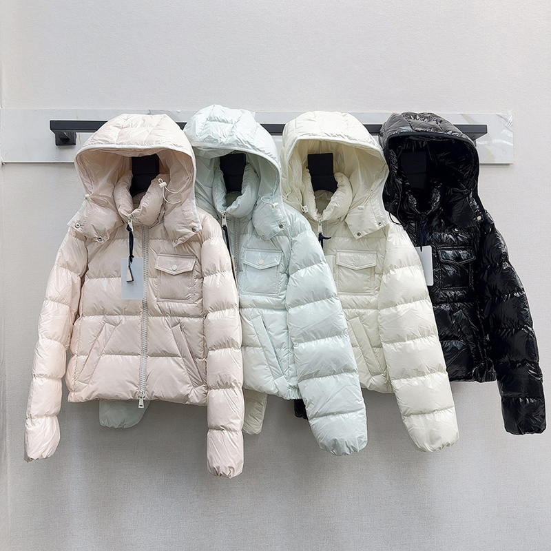 Andro 4 colors hooded women down jacket chest pocket badge woman puffer jacket women doudoune size 0-3