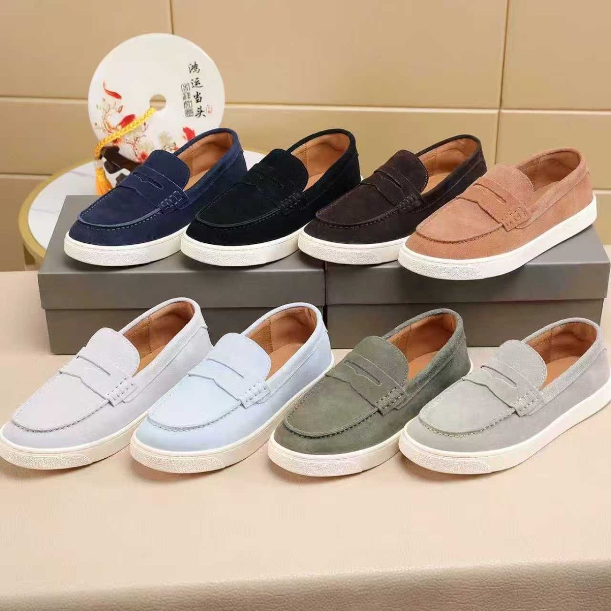Men High Quality suede designer loafers flat shoes soft leather Casual Shoes brunello cuccinelli man Moccasins Anti-slip Driving Moccasin Flats Breathable