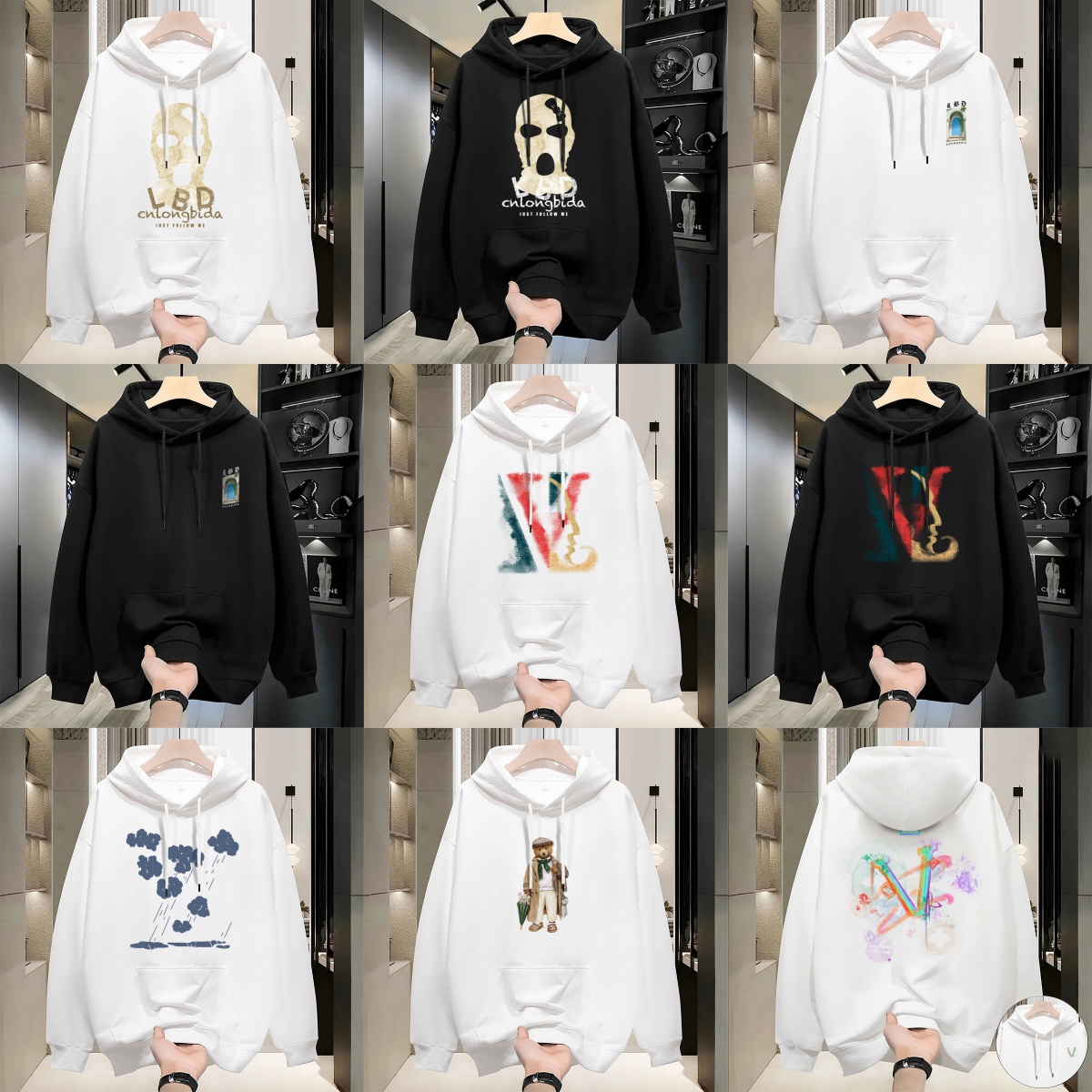 Men's Casual Fashion Printed Pullover Hoodie Print Long Sleeve Hooded Sweatshirt Women's Hoodie Winter Autumn Clothes