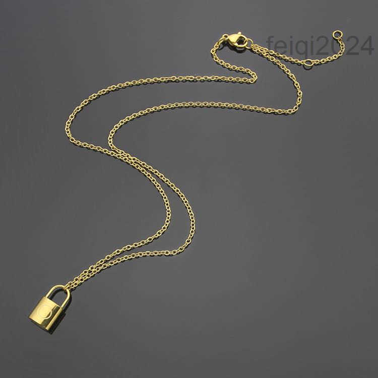 Designer necklaces Top Quality Stainless Steel Luxury Lock Necklaces Pendants 3 Colors Fashion Simple V Necklaces Classic Style Women Designer Jewelry louise vutt