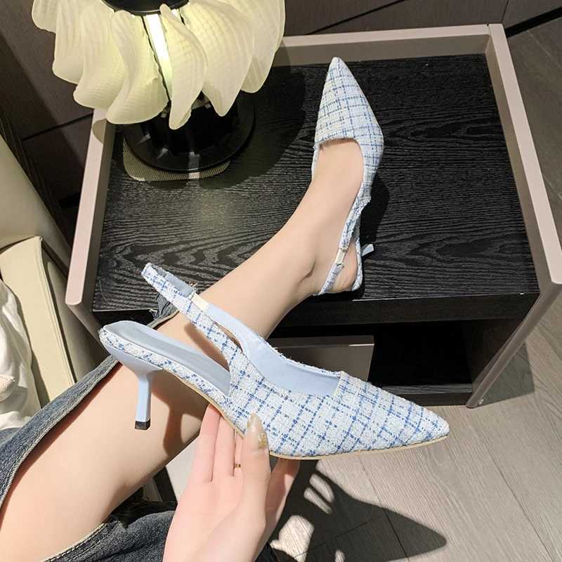 Brand Designer Slingbacks High Heels Pumps Women Pointed Blue Pointed Toe Party Shoes Summer Thin Heeled Sandals High Heel Shoes Z251218