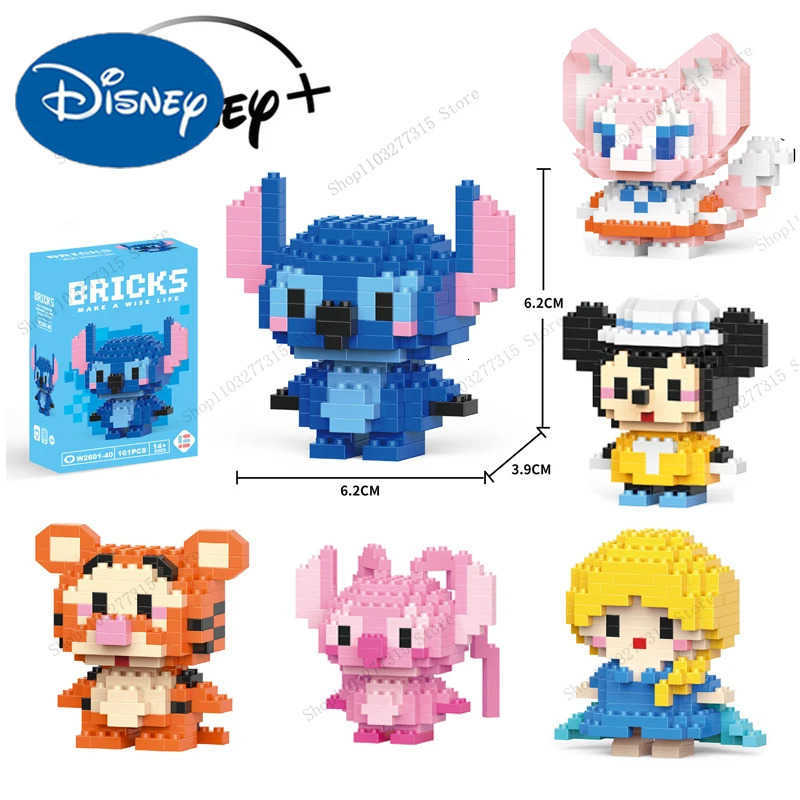 Disney Mickey Minnie Cartoon Doll Building Blocks Elsa Winnie the Pooh Stitch DIY Action Doll boys girls toys birthday gifts H251218