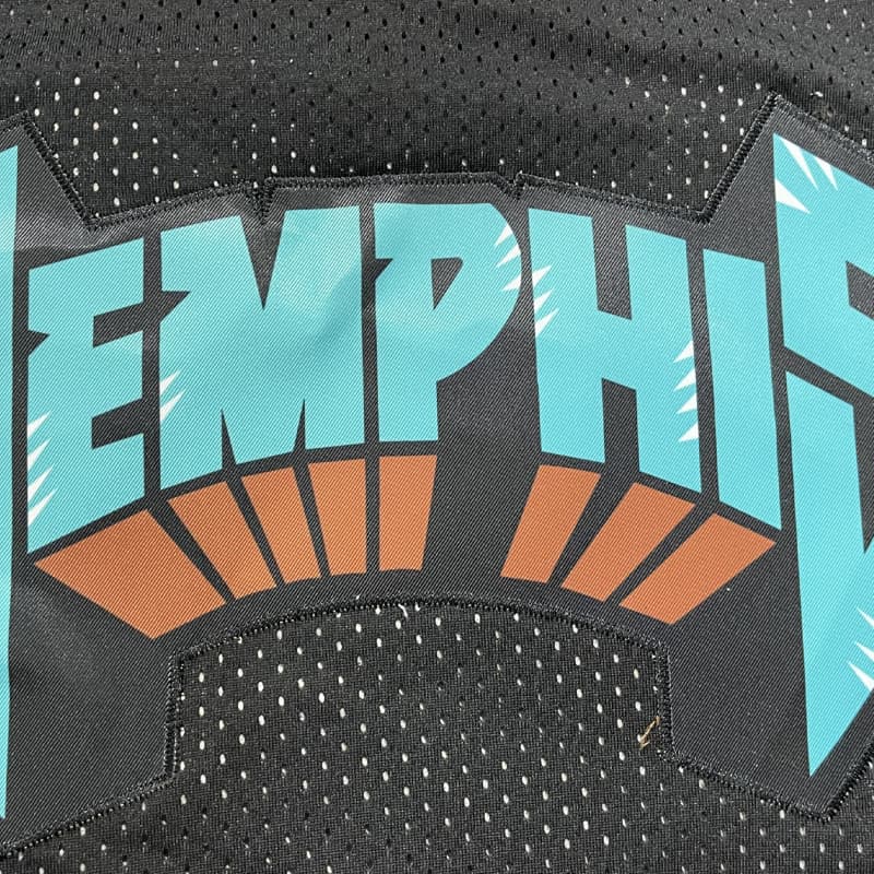 Black men's 12 casual basketball pocket zipper shorts, classic retro MEMPHIS embroidered shorts, breathable and fashionable casual sports basketb
