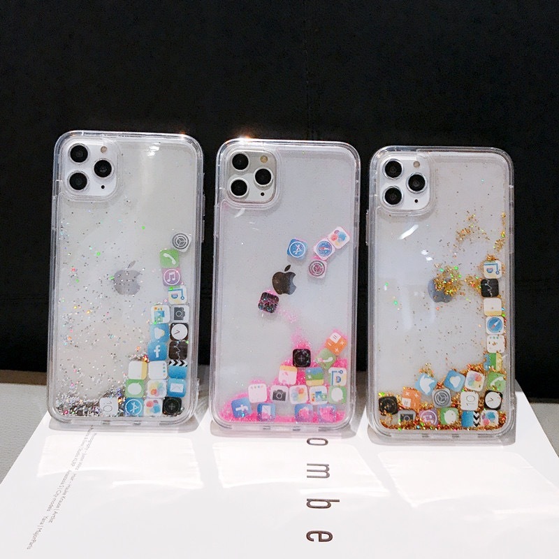 Compatible with Sand Apple 16/17 Pro Max Phone Case App Icon iPhone 15 Plus Flowing Liquid 14 Trendy