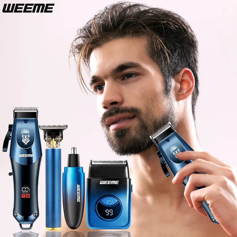 WEEME 4in1 Electric Hair Clipper Set for Men Rechargeable Cordless Trimmer Shaver Kit with Nose Ear Grooming Tools 251215