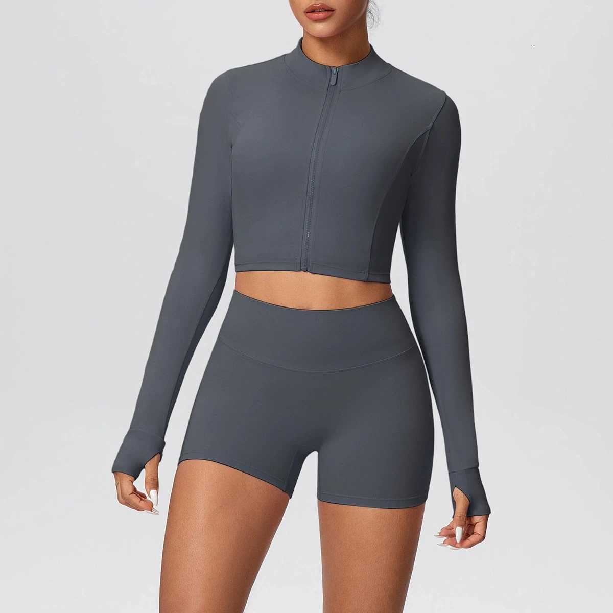 2 Piece Yoga Suit for Womens Fitness Suit Gym Clothes Short Jacket Matching Impact Sports Impact Shorts Workout Sets Gym Outfitt251219