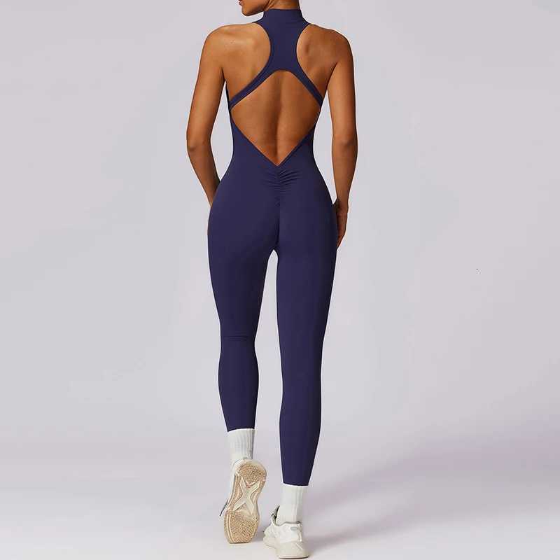Ctenkevet Woman V Back Sport Outfit For Gym Workout Yoga Wear Women Fitness Activewear Female Gym Workout Zippers Overallst251219