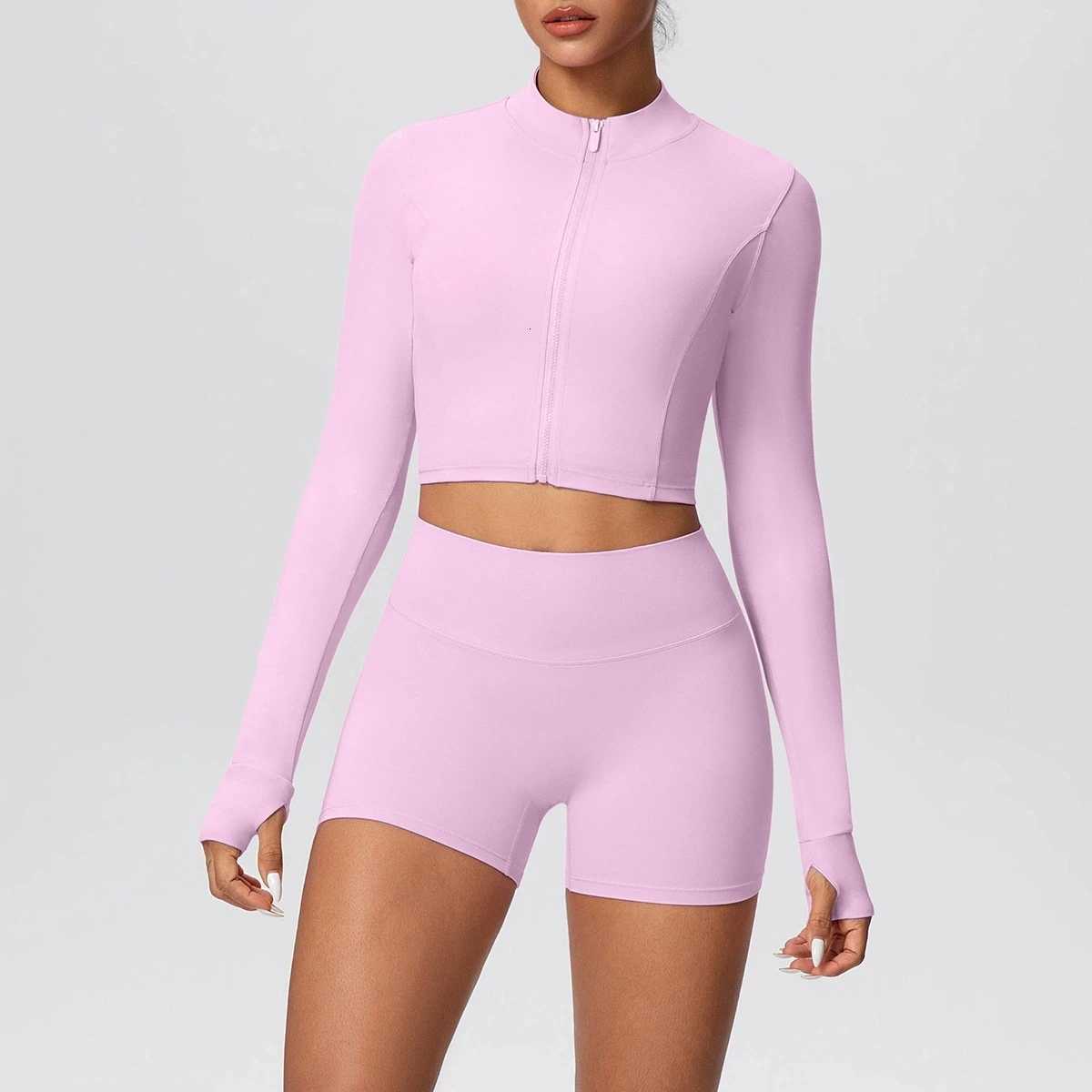 2 Piece Yoga Suit for Womens Fitness Suit Gym Clothes Short Jacket Matching Impact Sports Impact Shorts Workout Sets Gym Outfitt251219