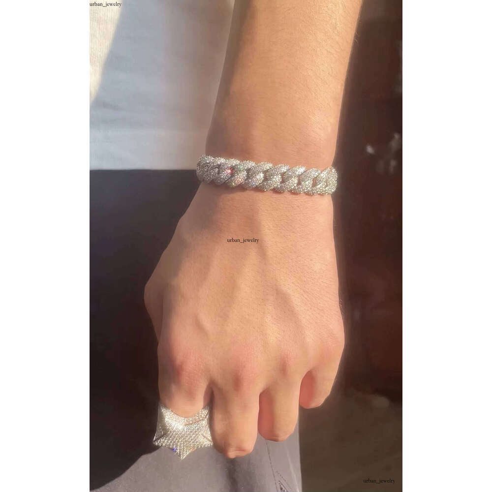 Hip Hop 6mm 9mm 13mm Wide S925 Silver Plated VVS Moissanite Bracelet Men's Jewelry