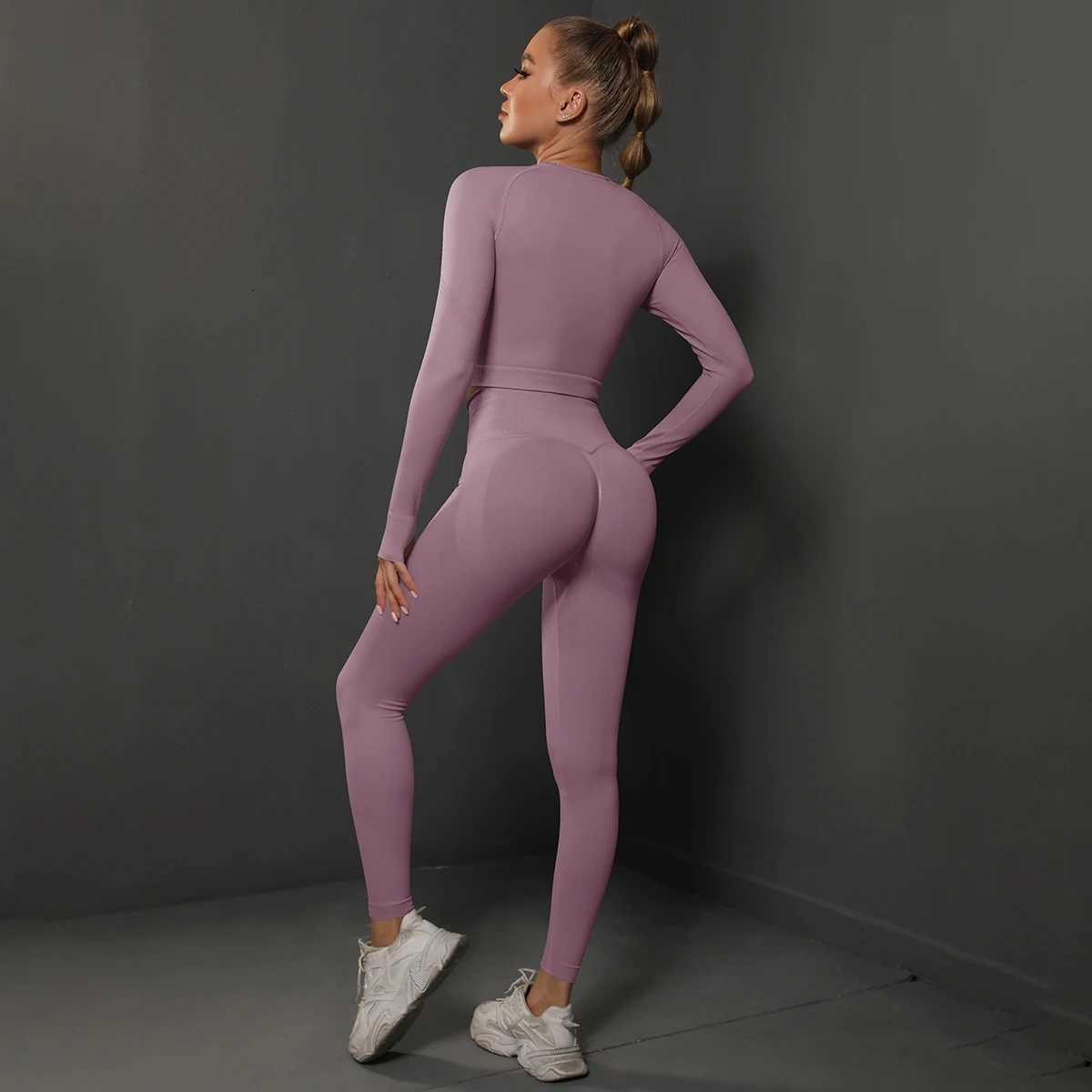 Seamless Yoga Set Crop Top High Waist Leggings Suits Women High Quality Workout Fitness Sportswear Two Piece Set For Woment251219