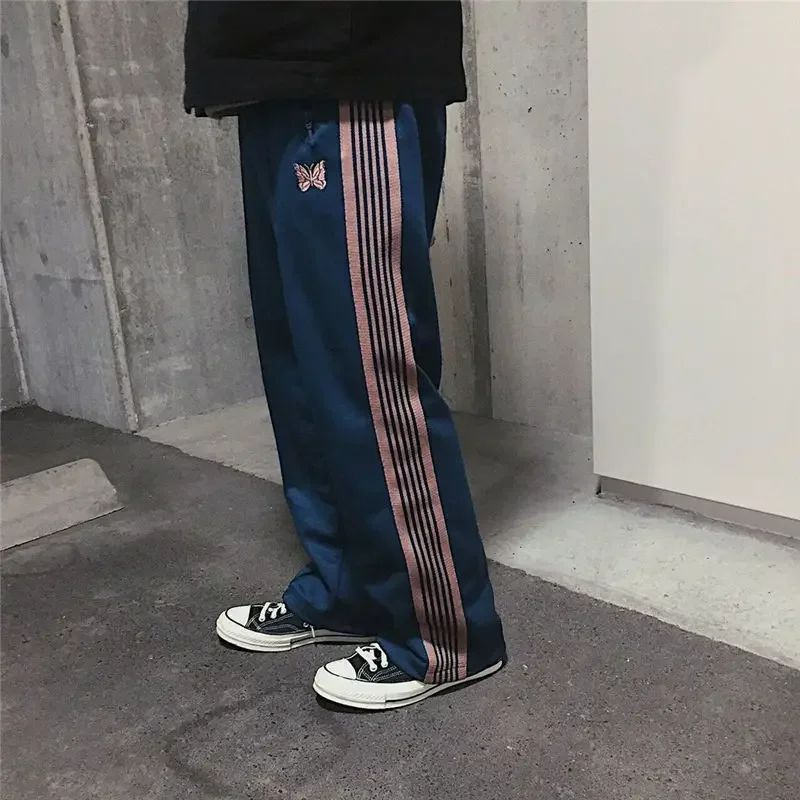 Men's Pants Needles Drawstring Graphic Stripe Men Women Track Embroidered Butterfly Sweatpants AWGE Trousers Casual Pantalones Y2k