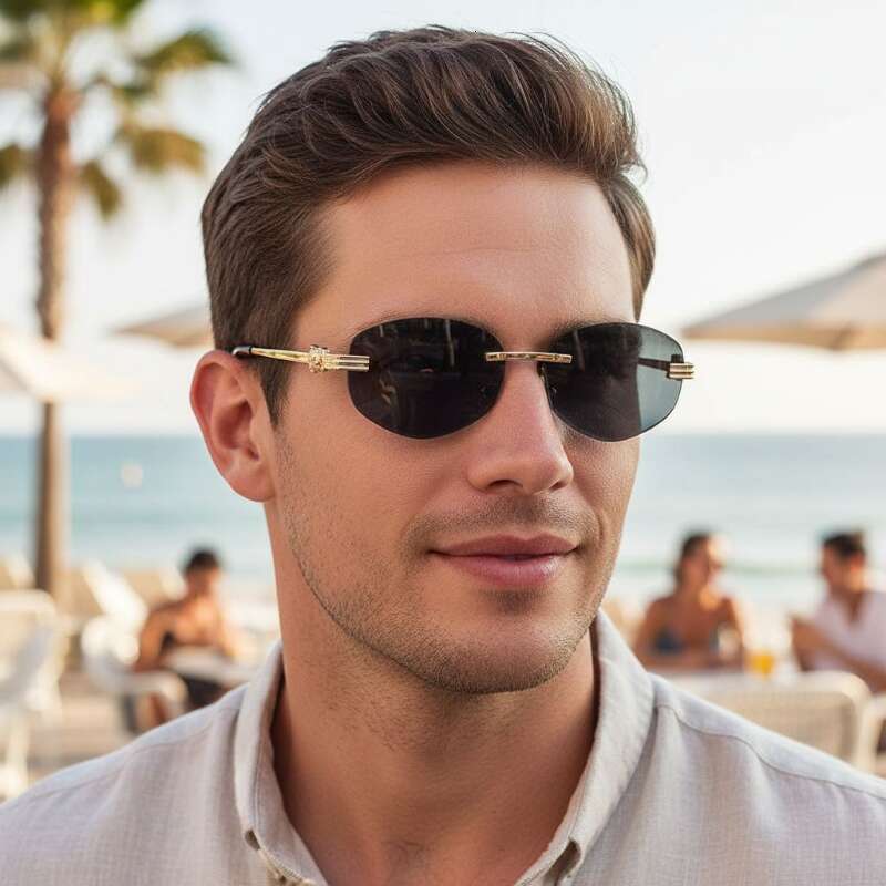 Sunglasses designer sun glasses Fashion New Frameless Irregular Leopard Personality High-end Versatile Trendy Men's Glasses