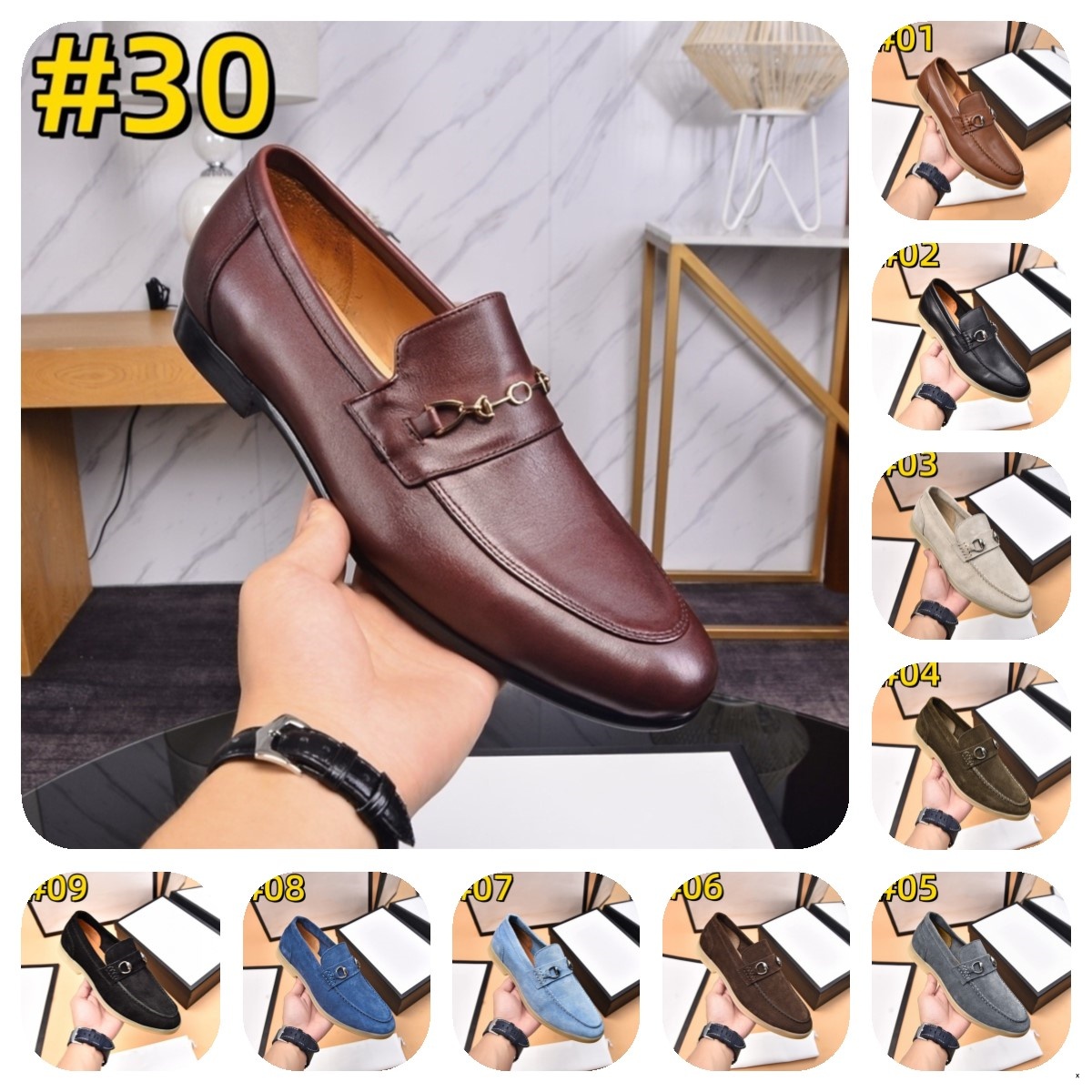 9MODEL 2023 Genuine Leather luxurious Mens Moccasins Shoes Designer Men Loafers Handmade Formal Slip on Male Boat Luxury Dress Shoes des chaussures Size 38-46