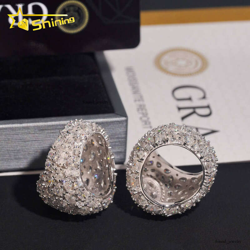 New Arrival Iced Out Fancy Cut Cluster Lab Silicon Hip Hop 925 Sterling Silver Fashion Jewelry Men's VVS Moissanite Ring