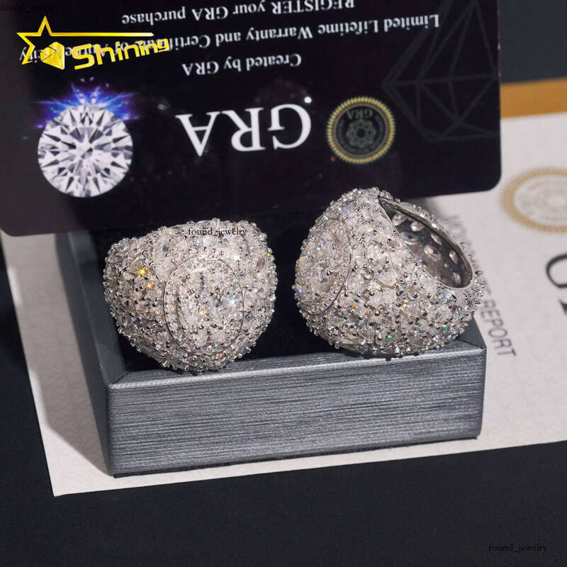 New Arrival Iced Out Fancy Cut Cluster Lab Silicon Hip Hop 925 Sterling Silver Fashion Jewelry Men's VVS Moissanite Ring