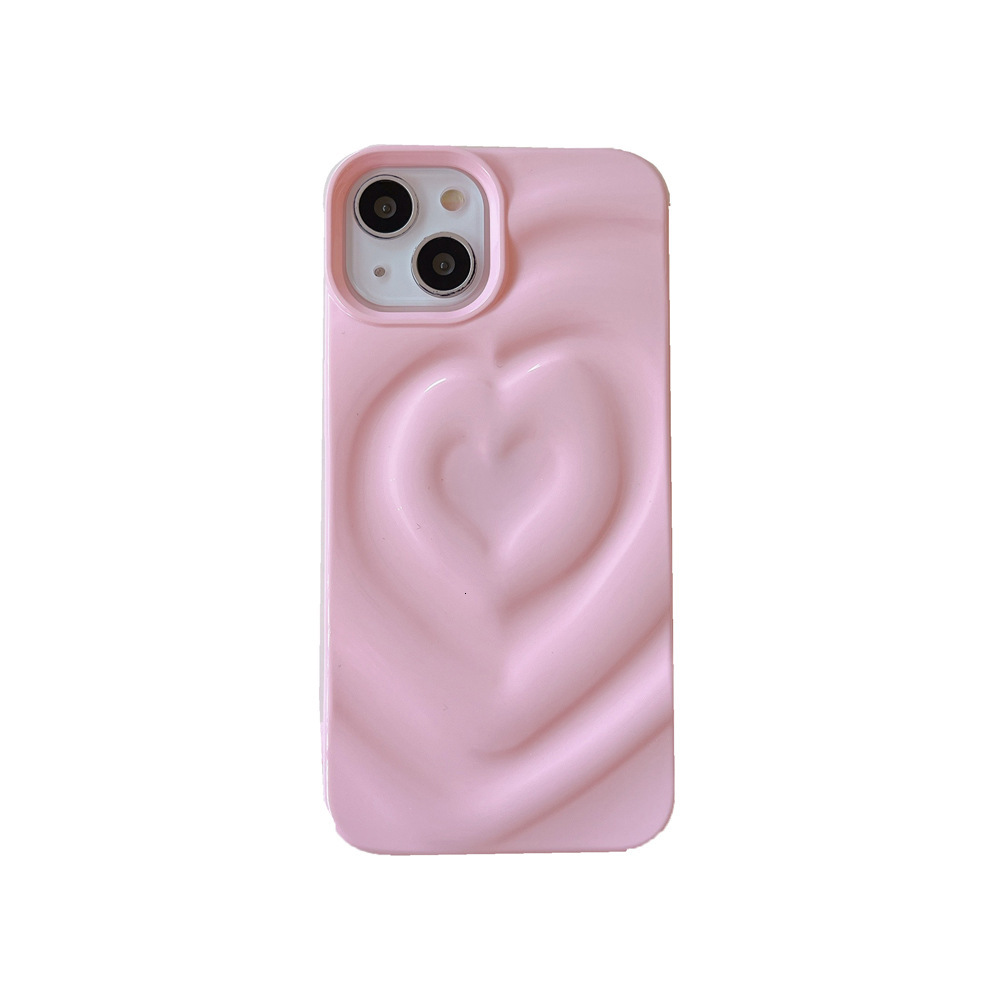 Solid Color 3D Heart Compatible with iPhone 17 Apple 16 Pro Max Phone New 15 Couple 14 Soft Case for Women