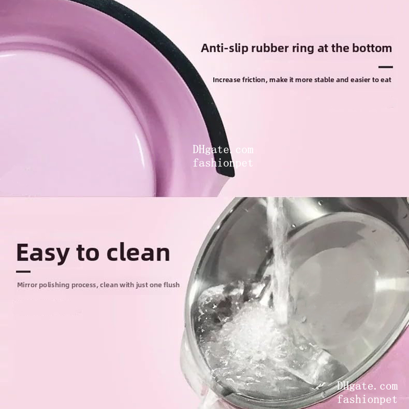 Designer Pets Bowls 2 in 1 Dog Food Water Bowl, Luxury Stainless Steel Pet Dishes Melamine Cat Feeder Bowls with Non-Skid Base for Medium Small Dog, F