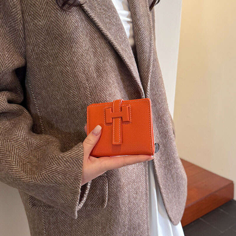 New Drawstring Short Style off High-end Feel Women's Wallet Multi-card Slot Document Organizer