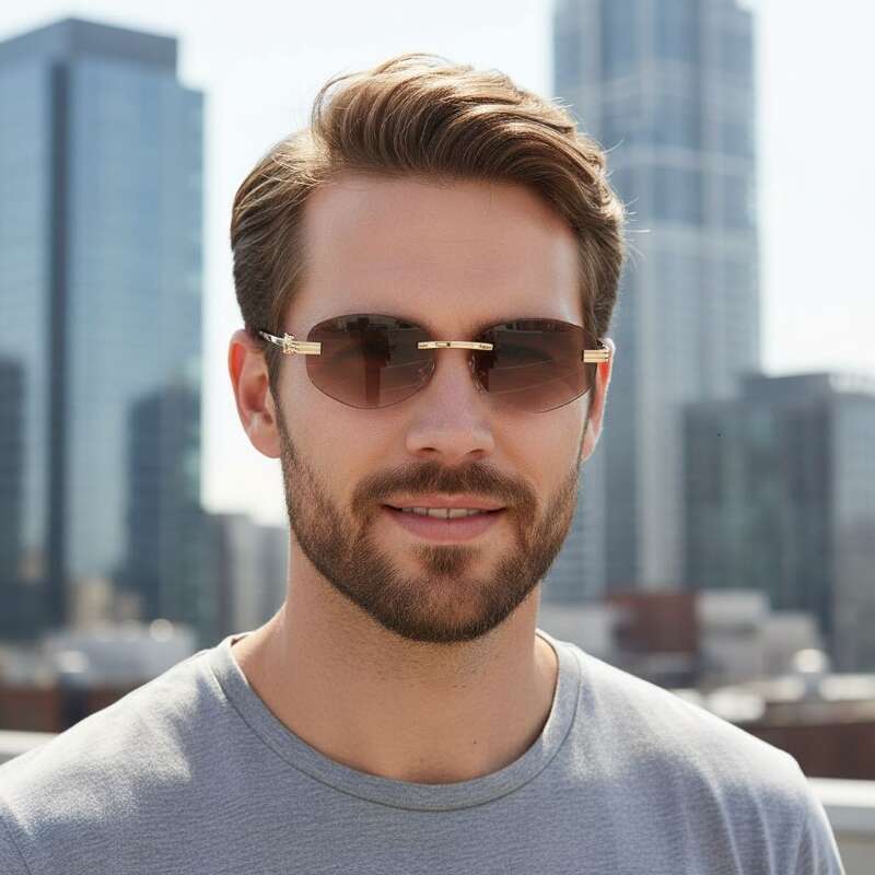 Sunglasses designer sun glasses Fashion New Frameless Irregular Leopard Personality High-end Versatile Trendy Men's Glasses