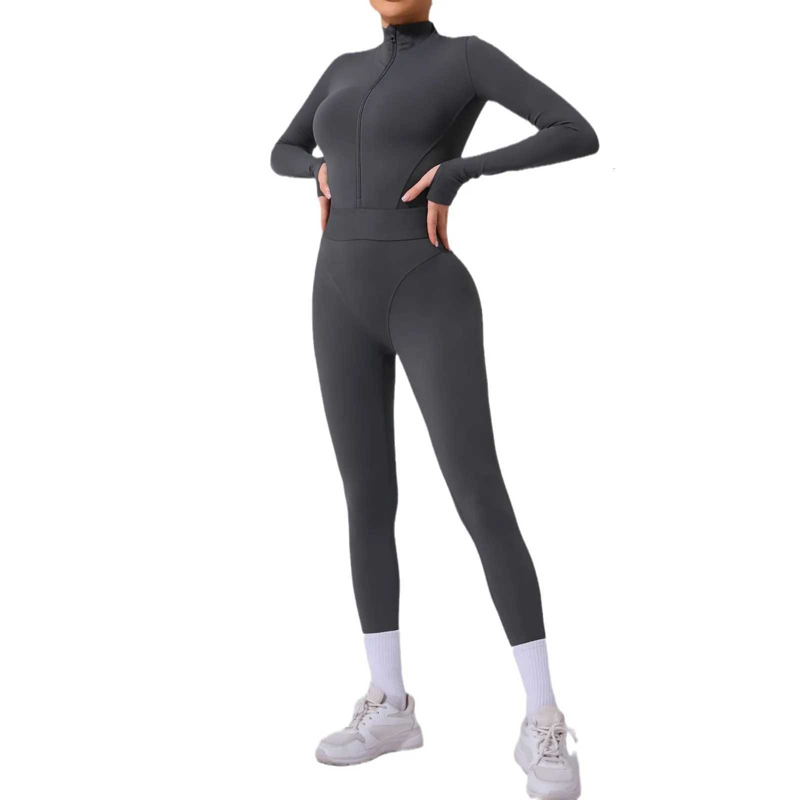 Women Sports Suit Yoga Clothing Long Sleeve Training Suits One-Piece Suit with Women Legging Fitness Top Long Sleeve Sports Sett251219