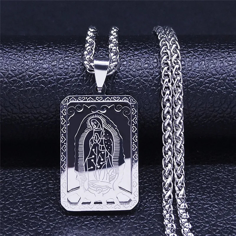 HNSP 316L Stainless Steel Virgin Mary Medal Necklace Pendant For Men Religion Christian Catholic Jewelry Accessories Gift 251219