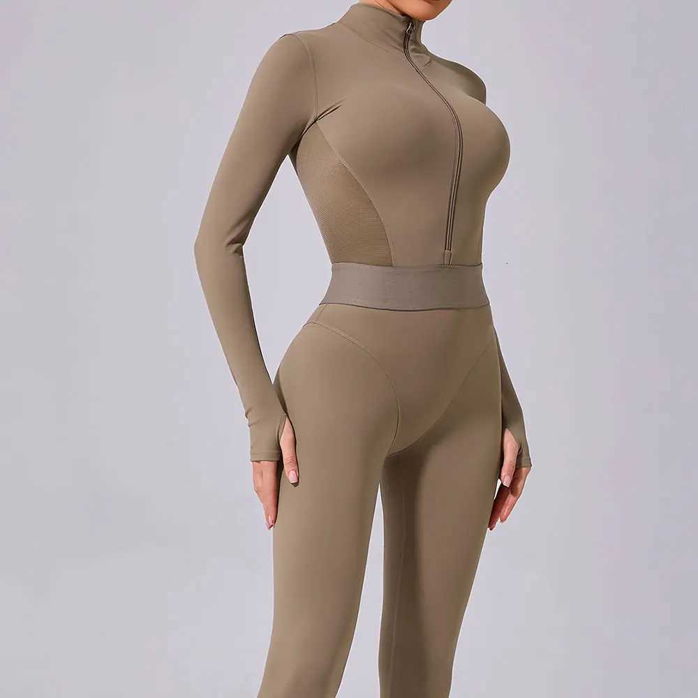 Women Tracksuit Yoga Set One-piece Suit Female Rompers Quick Dry Yoga Clothing Workout Bodysuits Sports Jumpsuit Long Sleevedt251219