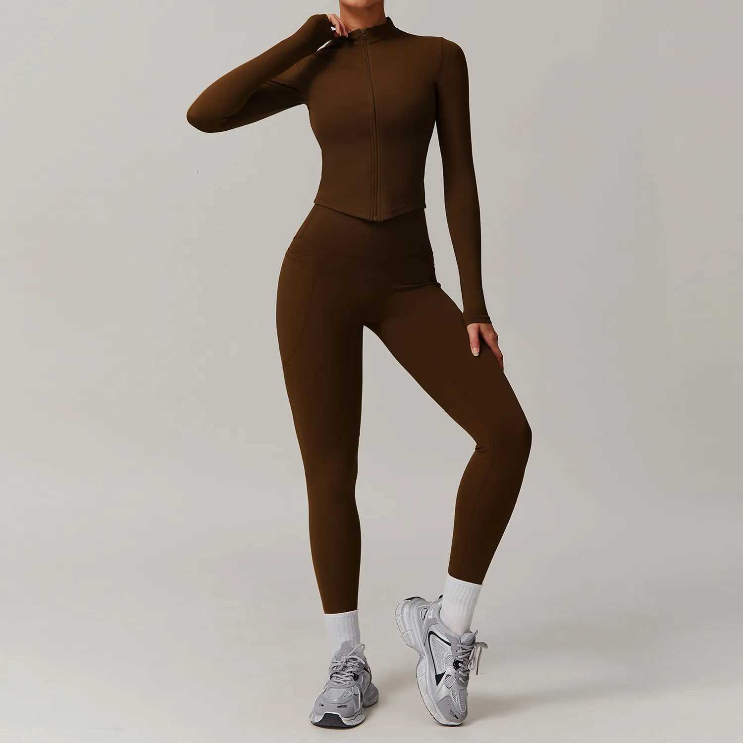 2PCS Yoga Suit Gym Set Women Sports Set Women Long Sleeve Running Workout Sportswear Female Tracksuit Sports Shirt Yoga Clothingt251219