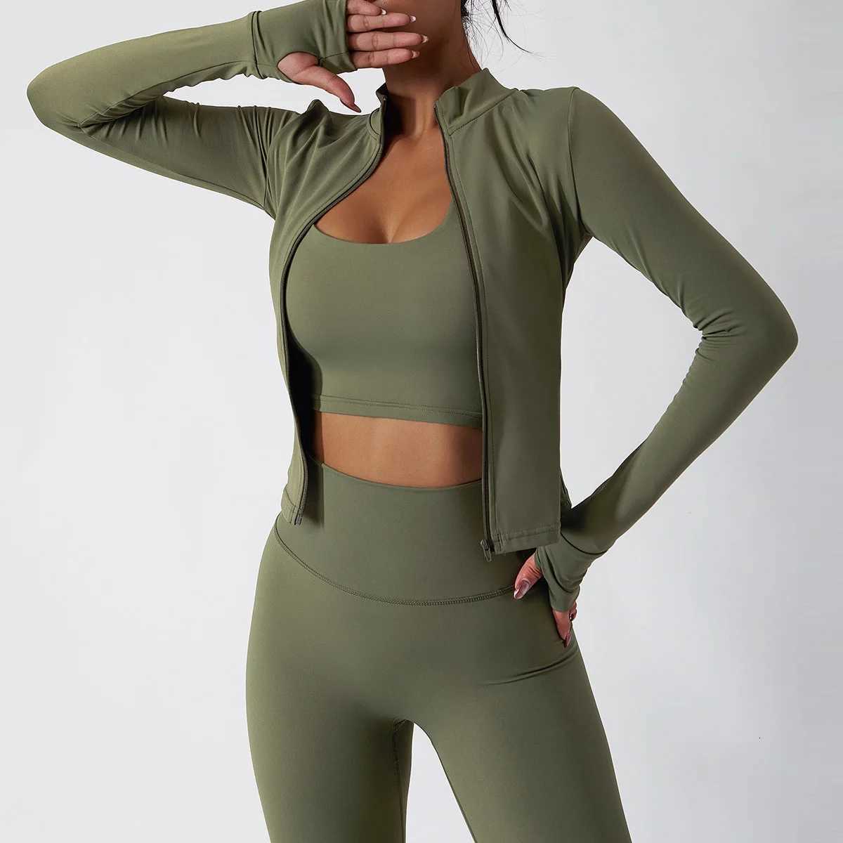 New Women Tracksuit Yoga Set Workout Sportswear Gym Clothing Fitness Long Sleeve Crop Top High Waist Leggings Sports short Suitst251219