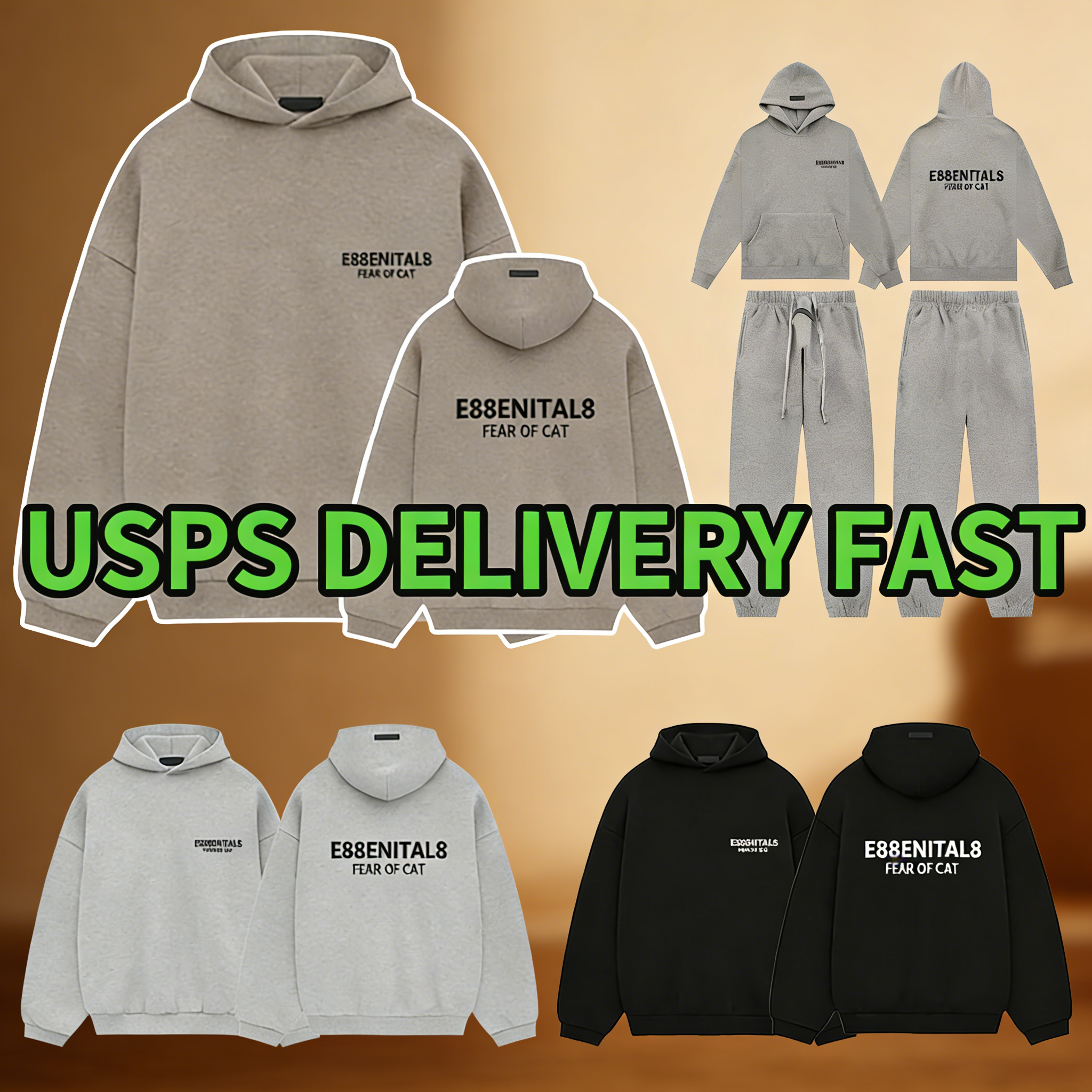 2026 Fashion Mens Essintals hoodie 3D Silicon hoodies Skateboard ip op Oversize Street Streetwear ooded Sweatshirt Sweatpants Essentials Couples Clothing 020