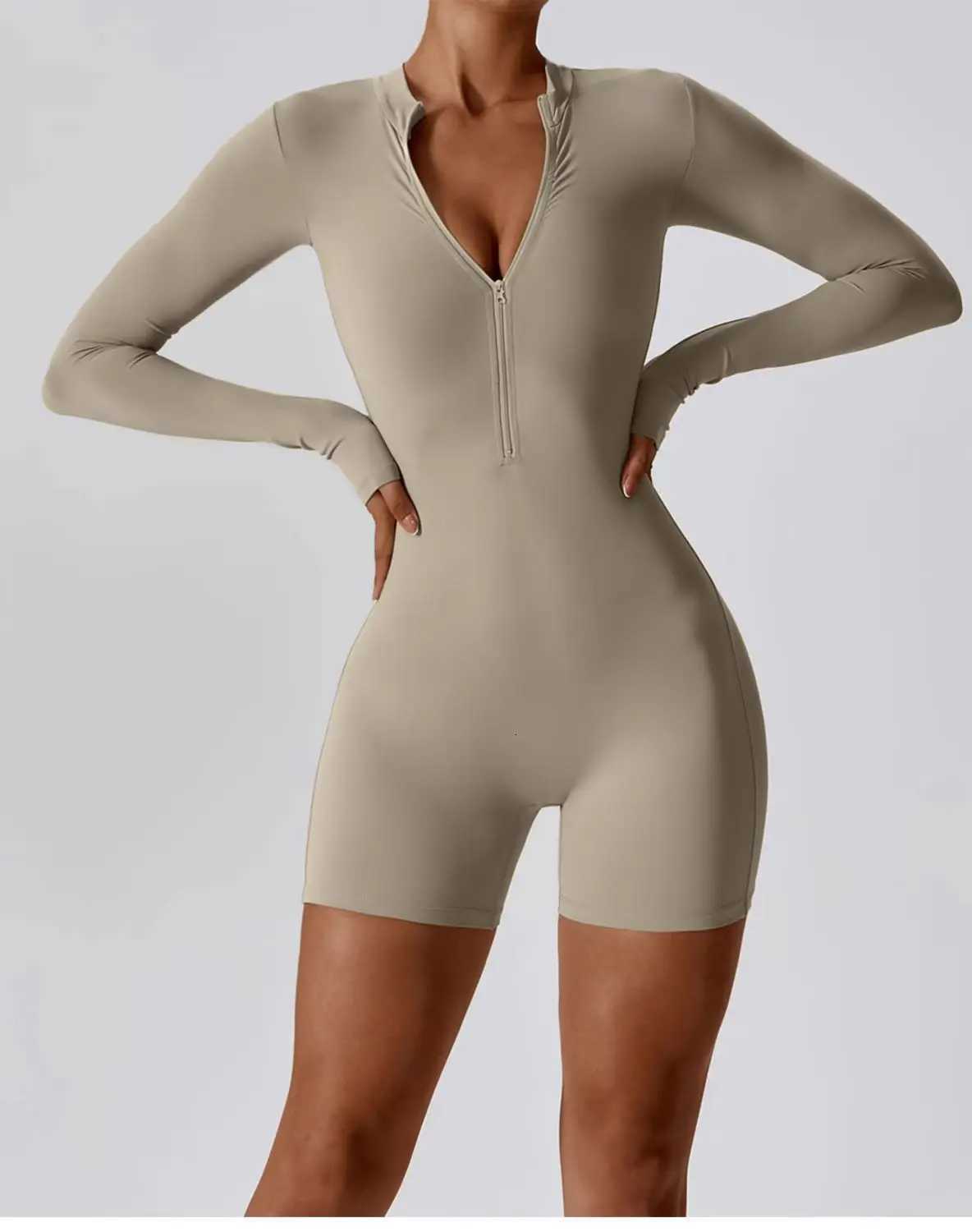 2025 Zipper One-piece Jumpsuit Outfit Sporty Yoga Set Long Sleeve Bodysuit Workout Clothes for Women Rompers Jumpsuit Playsuitt251219