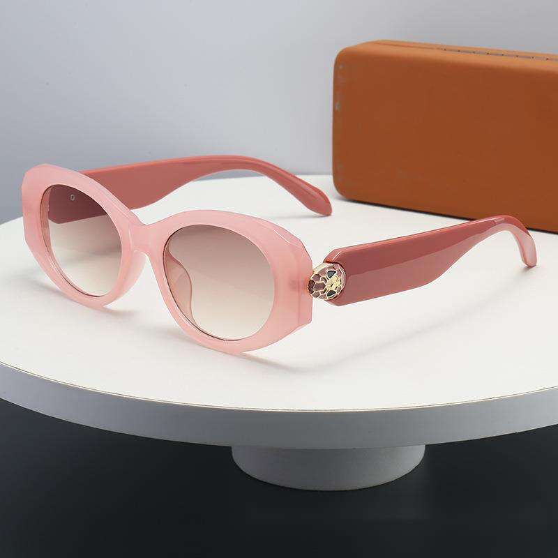 New Oval European and American Style Personality Metal Snake Head Cross-Border Fashion Versatile Sunglasses for Women with a Sense of Sophistication