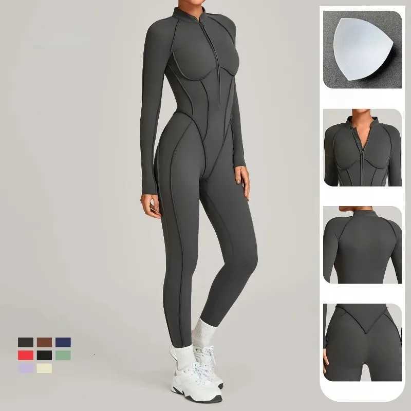 Womens Yoga Jumpsuits One-piece Sports Long-Sleeved Winter Hip-lifting Slimming Outdoor Gym Workout Leisure Fitness Bodysuitst251219