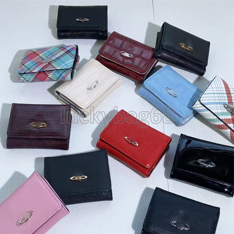 Womens Wallet Designer Small Frame Saturn Wallet Luxury Fold Shiny Leather Coin Purse Gold Relief Orb Motif Clutch Bag Card Holder Purse Top Quality