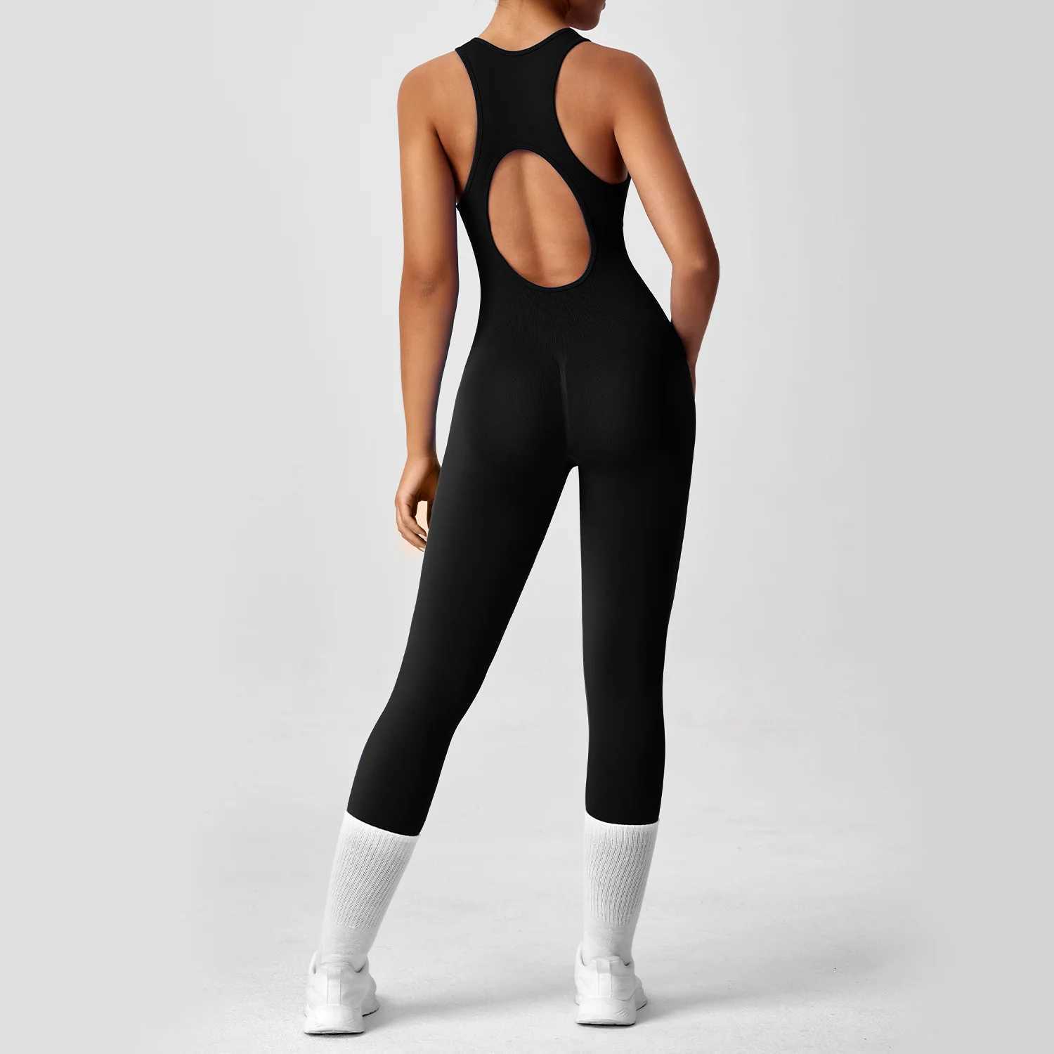 Seamless Peach Booty One-Piece Yoga Bodysuit - V-Back Tummy Control Gym Outfit for Women - Sexy Workout Jumpsuit Fitness Bodycont251219